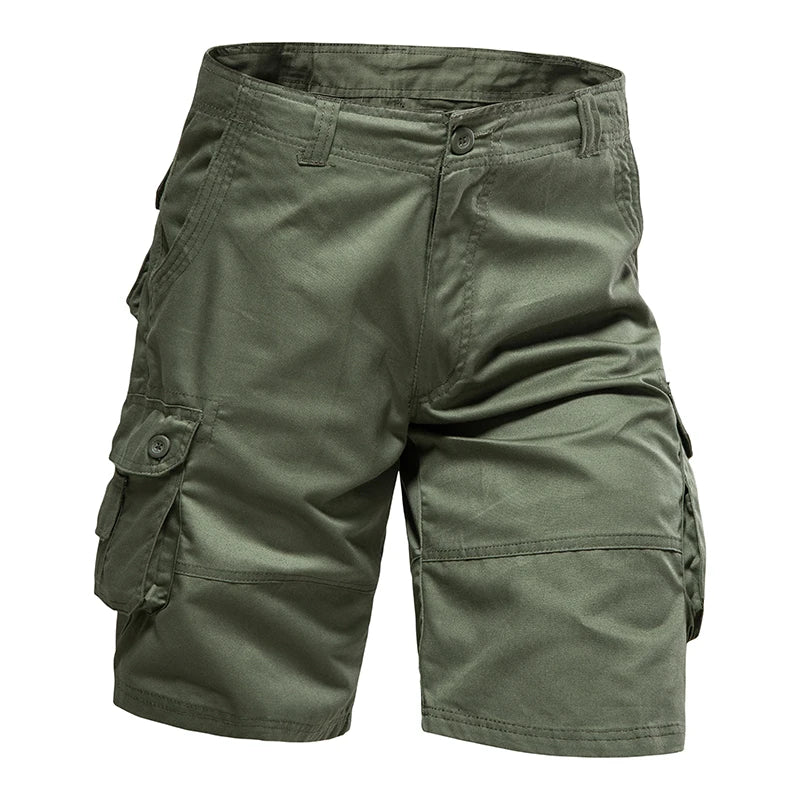 Men's Shorts Loose Large Size Multi-Pocket Overalls Summer Cotton Comfortable Nickel Pants Outdoor Casual Sports Beach Pants - 3KDyn